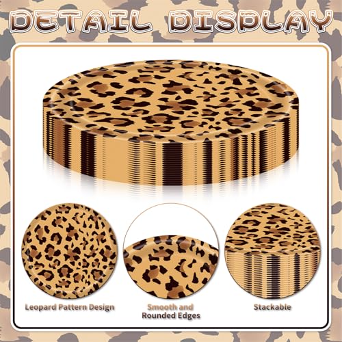 50 Pcs 7-Inch Leopard Print Paper Plates - Disposable Safari Party Supplies