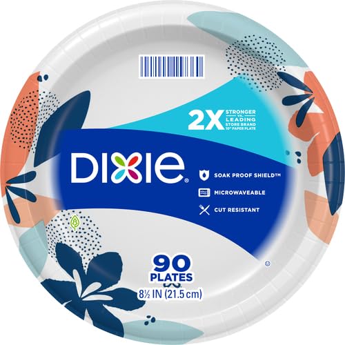 Dixie 8.5 Inch Disposable Paper Plates, 2X Stronger, 180 Count (2-Pack)