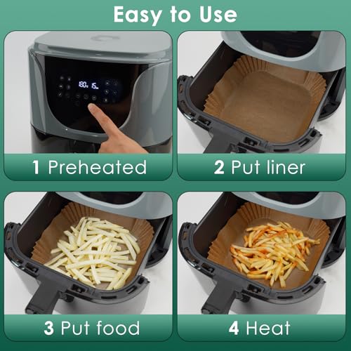 Disposable Air Fryer Paper Liners - 50 Pack, 8" Square