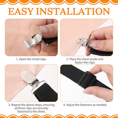 Adjustable Couch Cushion Cover Straps with Clips - Set of 4
