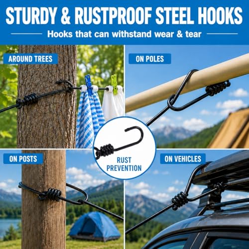 Tilcore Retractable Travel Clothesline - 13ft Portable Laundry Drying Line