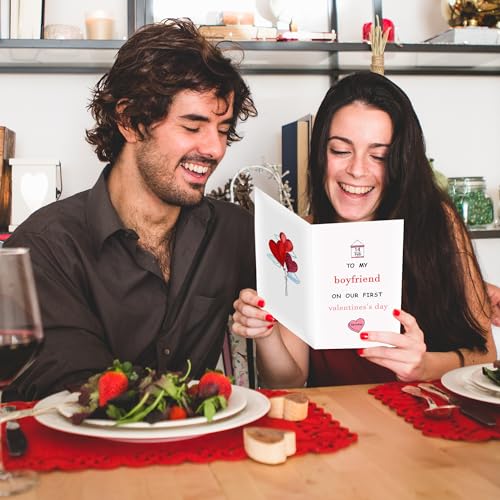 Romantic First Valentine's Day Card for Boyfriend - 8x5.3 inches