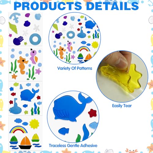 Summer Gel Window Clings - 4Pcs Colorful Jelly Stickers for Kids
