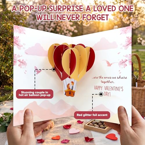 Romantic 5x7in Red Glitter Foil Pop-Up Valentine's Day Card