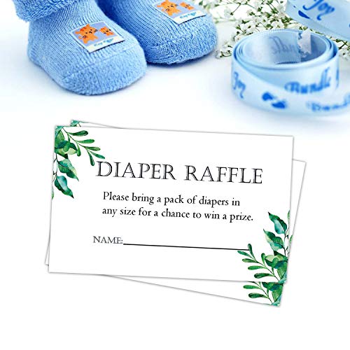 50 Pack Greenery Diaper Raffle Tickets for Baby Showers
