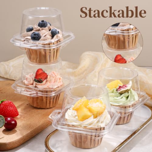 50-Pack Individual Cupcake Containers with Clear Dome Lids