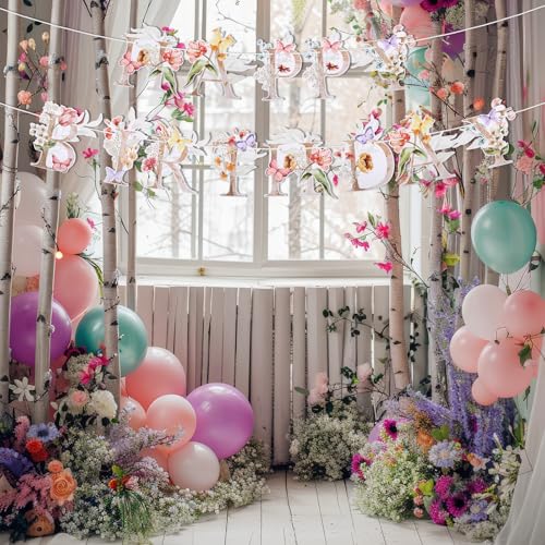 Wildflower Happy Birthday Banner Floral Spring Party Garland Decoration