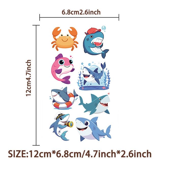Shark Temporary Tattoos for Kids - 20 Sheets Ocean Sea Animal Party Favors