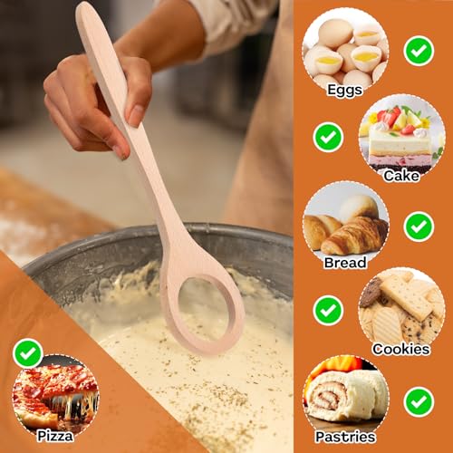 Grevosea 12 Inch Wooden Danish Dough Whisk for Sourdough Bread and Baking