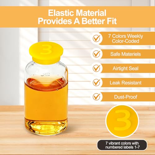 14PCS Reusable 3ml Glass Vial Caps - Leak-Proof, Color-Coded