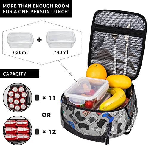 Insulated Video Game Controller Lunch Bag for School, Work, and Travel