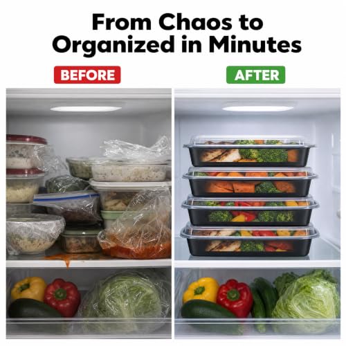 12 oz Food Storage Containers with Lids - 10 Pack Meal Prep