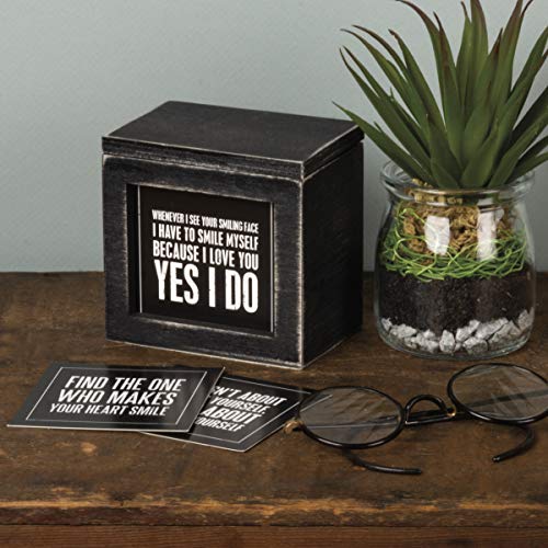 Primitives by Kathy 38807 Classic Black and White Hinged Box, Words of Wisdom