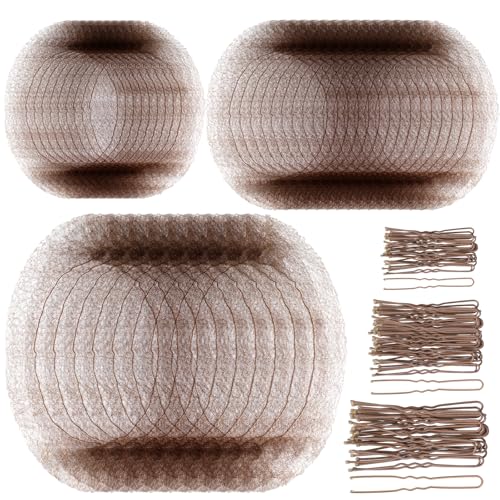 Teenitor Hair Nets for Buns and Bobby Pins Set - Tan Brown