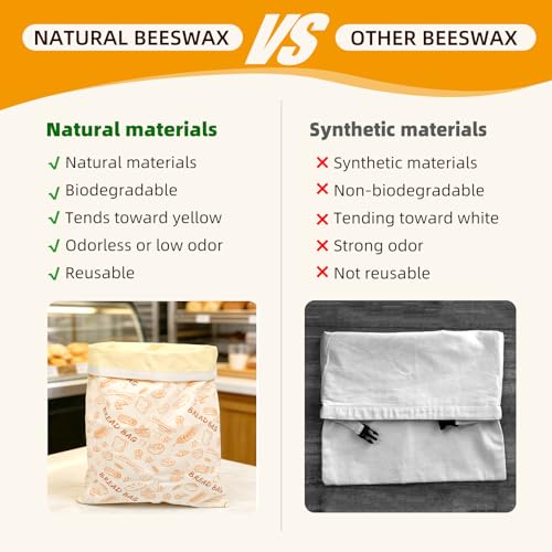 Reusable Beeswax Bread Bags - XL 13x17 In, Eco-Friendly Storage (2 Pack)