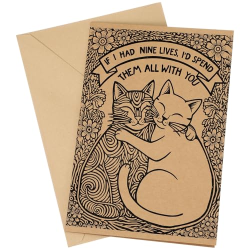 Gueevin Funny Cat Valentine's Day Card for Cat Lovers