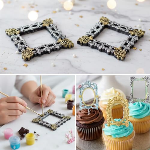 Silicone Picture Frame Molds Set - 2 Pack for Cake Decoration