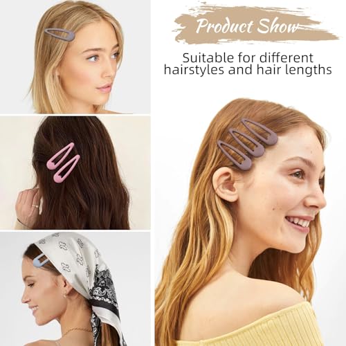 TEBIEKOY 36-Piece Metal Snap Hair Clips 1.96-Inch Tear Drop Hair Barrettes