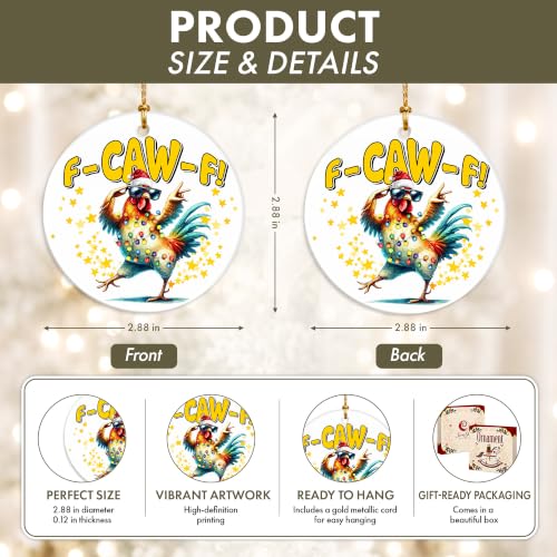 Funny Chicken Christmas Ornament - Farm Animal Holiday Decor with Santa Hat