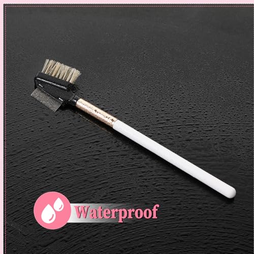 Sliverdew 2-in-1 Metal Eyelash Comb and Eyebrow Brush with Stainless Steel Teeth and Wood Handle
