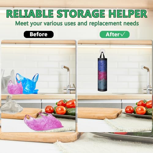4-Pack Hanging Grocery Bag Holder | Breathable Mesh Dispenser Organizer