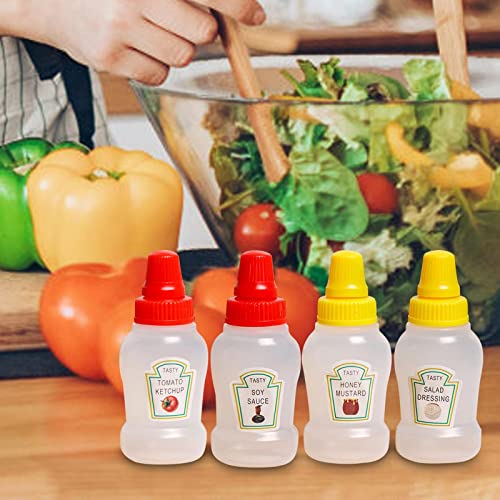 4 Pack Mini Ketchup Squeeze Bottles - 25ml Refillable Condiment Containers