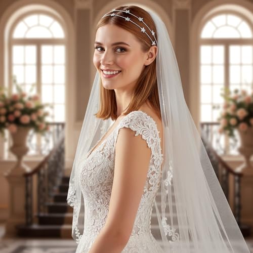 LIQWEI 2-Piece Gold and Silver Star Headband Set Metal Hair Accessories