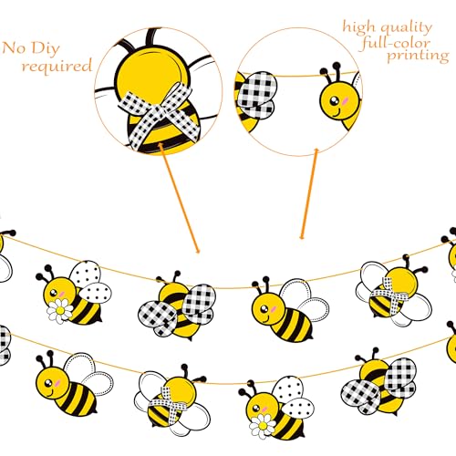 Bee Party Banner Set - 2PCS Honeybee Themed Decorations for Baby Showers