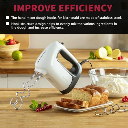Dough Hooks for KitchenAid Hand Mixer - Stainless Steel Replacement Set