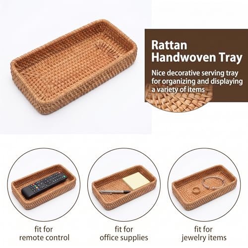 8-Inch Handwoven Rattan Tray for Keys and Jewelry Storage