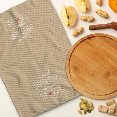 Friend Gifts Kitchen Towels 16x24 Inches Light Beige - Faith & Friendship Decor