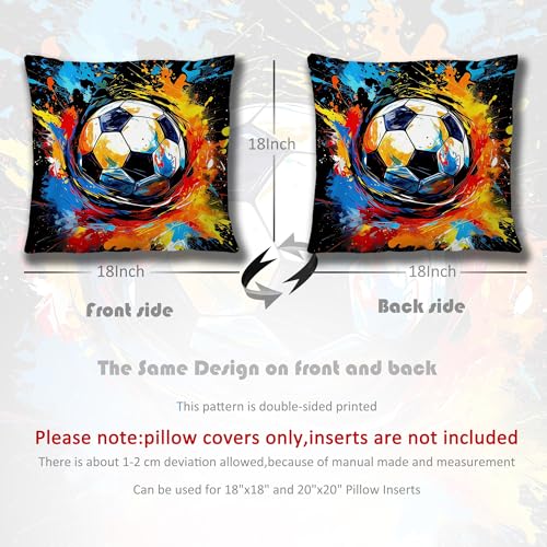 Graffiti Soccer Ball Pillow Cover 18x18 - Sports Decor
