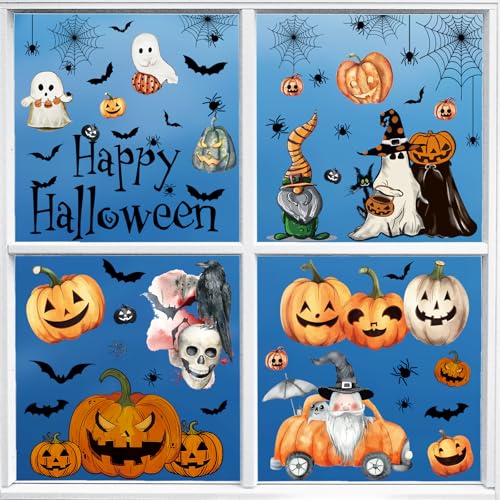 102Pcs Multicolor Halloween Window Clings - Ghosts & Pumpkins