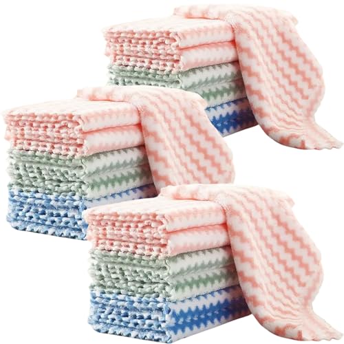 Tihzheoy 21 Pack Microfiber Dish Cloths - Super Absorbent, Quick-Dry Kitchen Towels