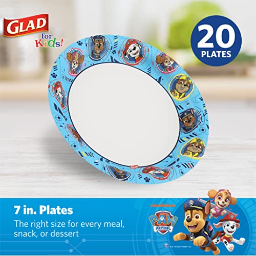 Glad Paw Patrol Paper Plates, 7 Inch Blue, 20 Count - Kid Friendly