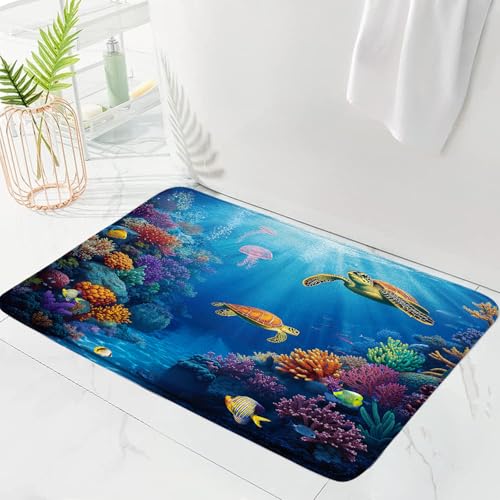 Ocean Underwater World Bath Mat 17.8"x29.5" Soft Microfiber Rug