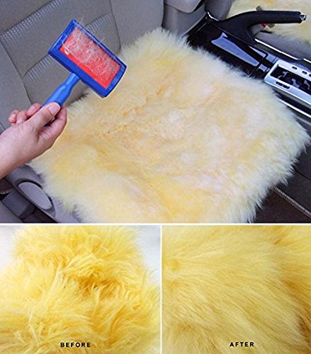 JUSPRO Sheepskin Rug Brush - Professional Slicker Brush for Fur, Medium Red