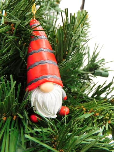 Scandinavian Gnome Ornament Set with Handpainted Figurine for Christmas Decor