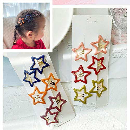 Pinksee 12 Pcs Metal Star Snap Hair Clips Barrettes for Women Girls