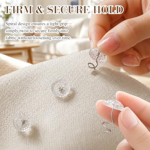 Clear Upholstery Twist Pins - 100 Pack for Slipcovers & Cushions