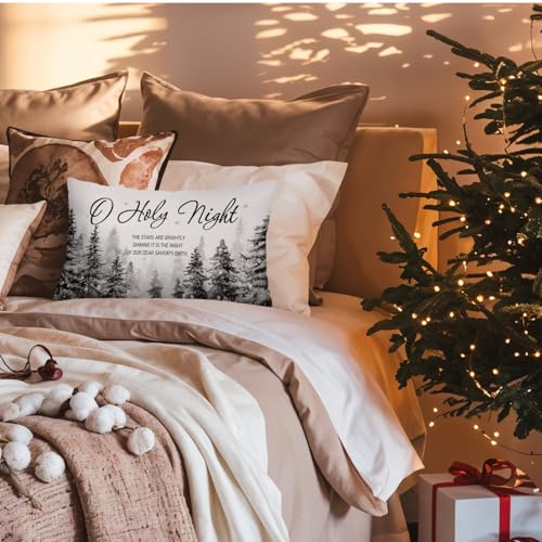 O Holy Night Winter Snowy Decorative Pillow Cover - 12x20