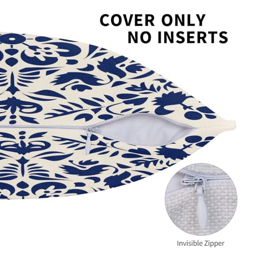 ZYNTIRAX Navy Blue Boho Throw Pillow Covers, 12x20 Inch Ethnic Lumbar Set of 2