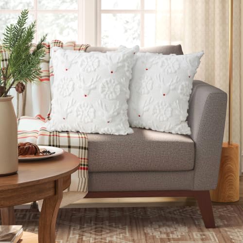 Coddsmz Christmas Decorative Pillow Covers 18x18 Inch Set of 2 - Snowflake & Deer Design