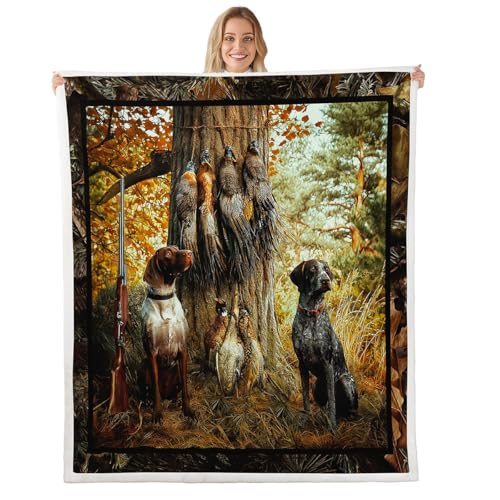 Erosebridal Pheasant Hunting Sherpa Blanket - Multi 15 Twin 60x80