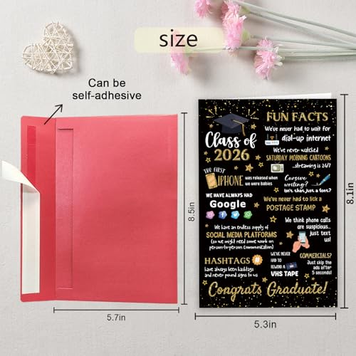 Qiavor Class of 2026 Graduation Card for Friends & Classmates - Funny Congrats Gift