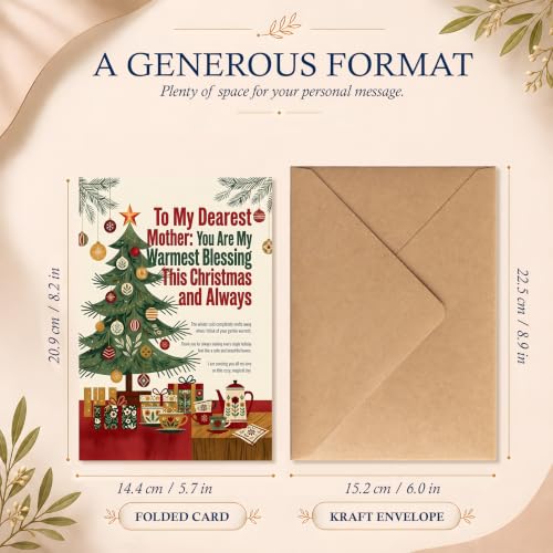 Christmas Card Gift for Mom with Tree and Tea Cups - Silver