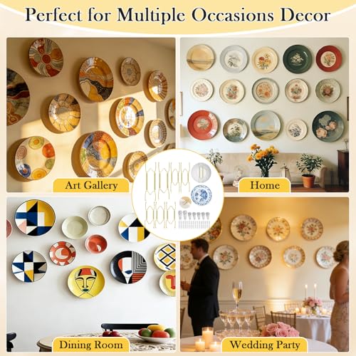 ROADPLUM 7-Pack Gold Plate Hangers for Wall Display, Invisible Spring Holders