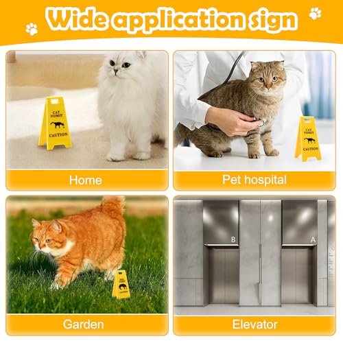 Cat Vomit Caution Sign 2-Pack - Funny 3D-Printed Desk Decor