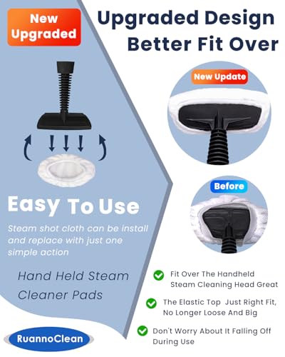 12 Pack Microfiber Steam Cleaner Pads for Handheld Steam Cleaners - White