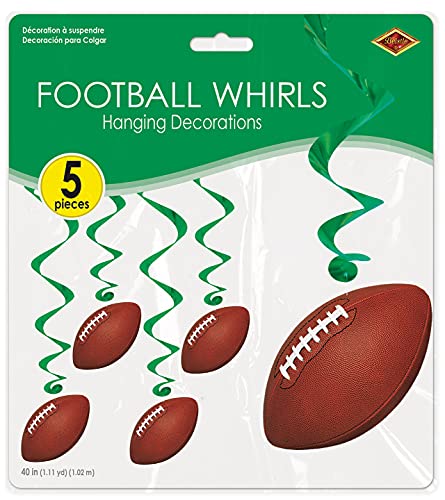 Beistle Football Hanging Whirls Decorations - 5 Pack
